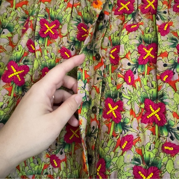 Anthropologie Floral Print Beaded Mini Dress - Picture 13 of 16